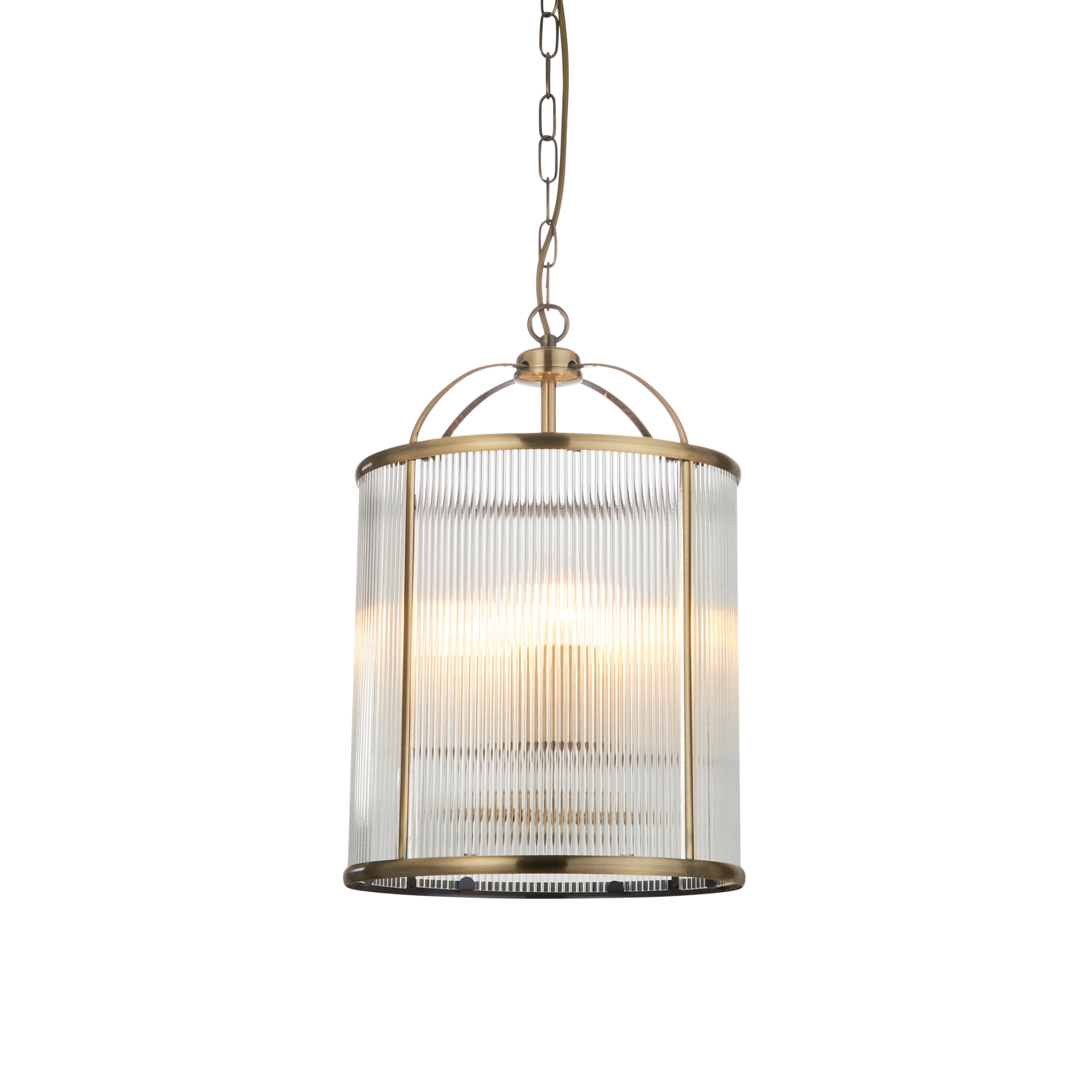 Annetta Ribbed Glass & Gold Pendant Light | Large